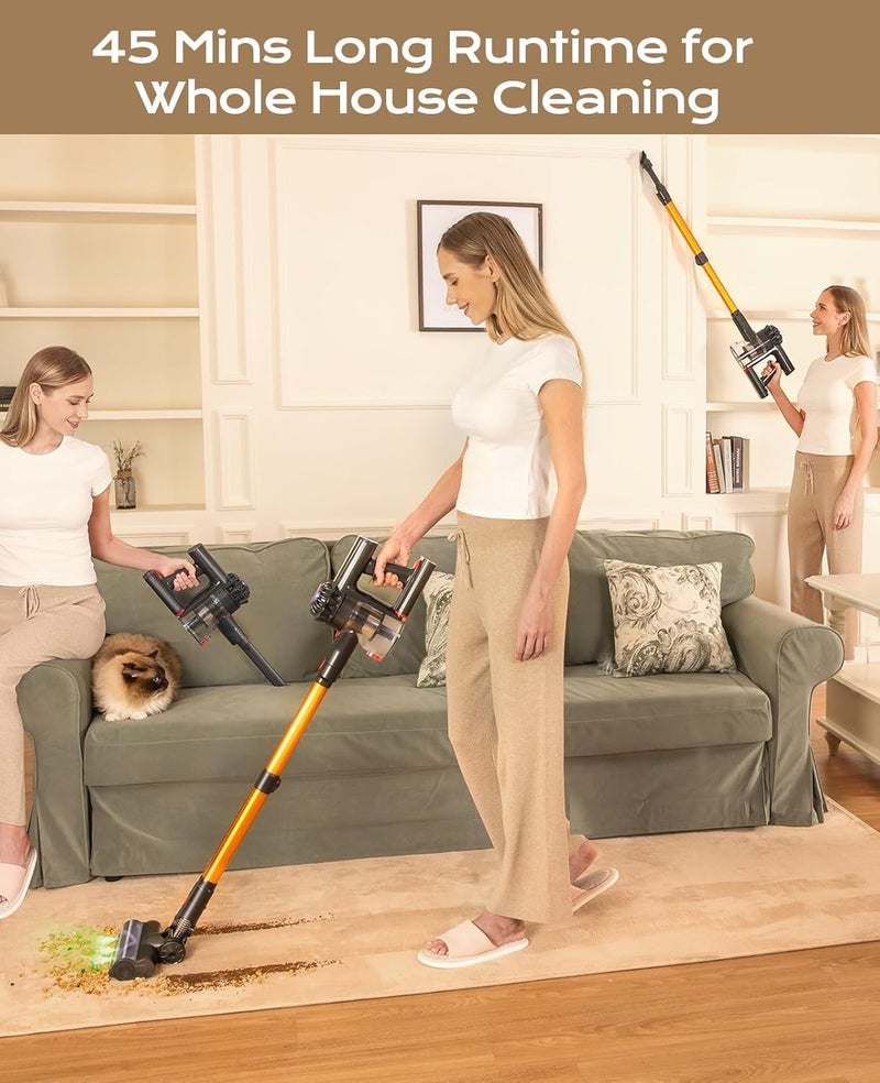 SVHT Cordless Vacuum Cleaner, 450W 40KPA Vacuum Cleaners for Home, 45Mins Lightweight Stick Vacuum with Advanced Green Light Tech, Rechargeable Battery Vacuum for Carpet,Pet Hair,Hardwood Floor - Image 3